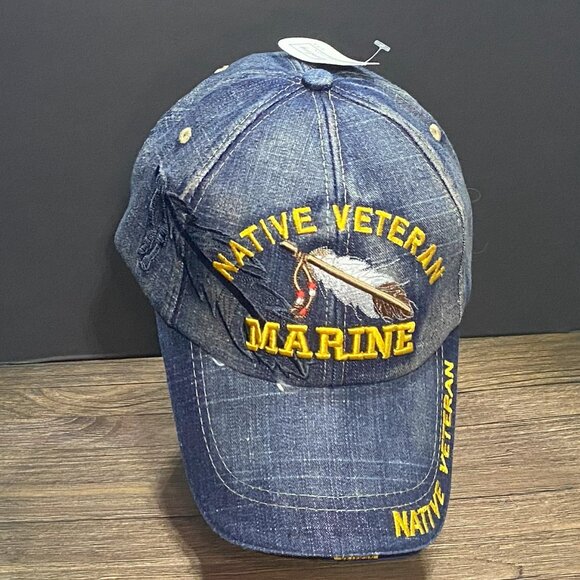 Just Darling Collection Native Veteran Marine Denim Blue Hat - Picture 3 of 6